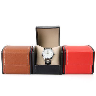 China Factory Luxury Design OEM Brand Leather Luxury Design Logo Made Gift Packaging Pu Custom Hinged Single Hinged Leather Watch Box for sale