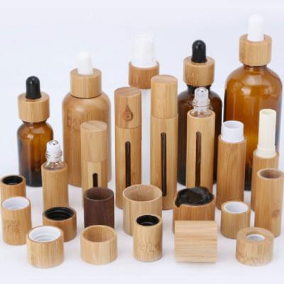 China Biodegradable Wooden Cream Jars and Bottles Custom Design Natural Cosmetic Luxury Bamboo Cosmetic Packaging Manufacturer for sale