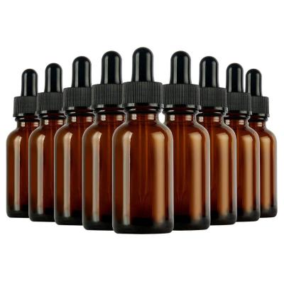 China Customized 1 oz 30ml Amber Glass Dropper Bottle With Cosmetic Droppers For Essential Oils Fragrances for sale