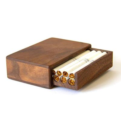 China Handmade Custom Classy Wooden Japanese Decor Cigarette Holder Case Vintage Smell Proof Cigarette Box For Tobacco for sale