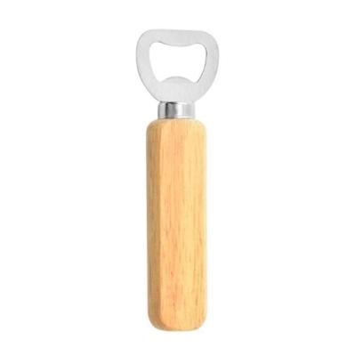 China High Quality Custom Logo Wooden Handle Beer Bottle Handle Stainless Steel Viable Wholesale Promotional Wood Bottle Opener Custom Logo Opener for sale