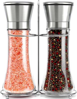 China Hot Sale Modern Amazon Salt and Pepper Grinder Set of 2 with Stainless Steel Stand Premium Salt and Pepper Grinder for sale