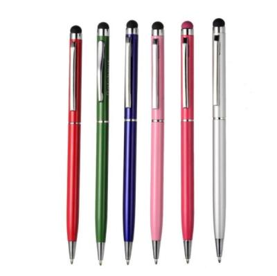 China Wholesale Promotional Gift Custom Logo Simple 2 in 1 Pen High Quality Premium Metal Soft Touch Tip Twist Pen with Stylus for sale