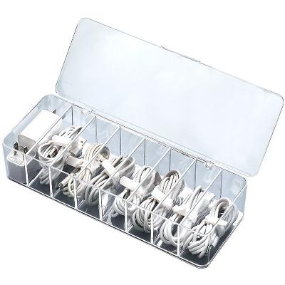 China Viable Container For Desktop Stationery Makeup Organizer Key Jewelry Box Transparent Plastic Cable Storage Box Data Line Storage for sale