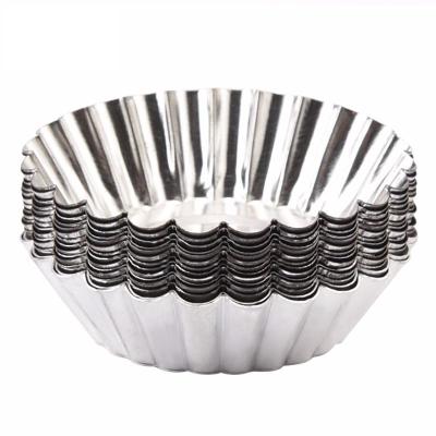 China 10PCS Durable Reusable Portable Durable Stainless Steel Egg Tart Cup Baking Cake Mold Jelly Mold For Home Dessert Cafe Bakeware for sale