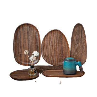 China Cheap Whole Irregular Oval Cheap Tableware Bamboo Solid Wooden Food Dish Set Viable for sale