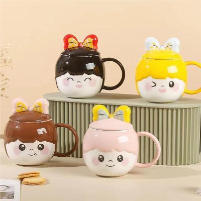 China 3d Cartoon Coffee Mug Beautiful Girl Coffee Mug Cup Water Cups Ceramic Mugs Design Viable Cute Ceramic Decal Gifts For Coffee for sale