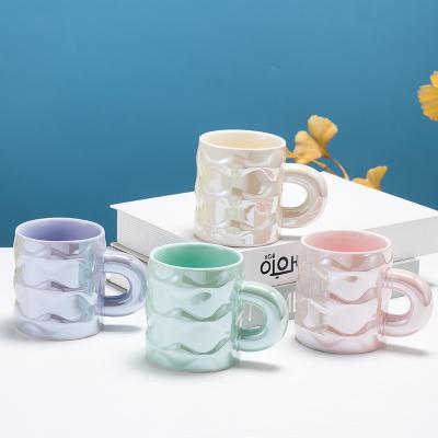 China European Pangpang style INS cup fat mug porcelain cup Nordic creative novelty fat beaded ceramic cup viable Nordic for sale