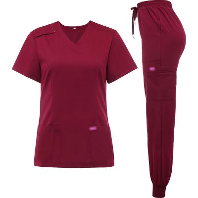 China Hospital Price Ouch Two Pieces High Quality Hospital Uniforms Women And Man Nursing Scrub Suit Beauty Salon Work Cloth Scrubs Jogger Set for sale