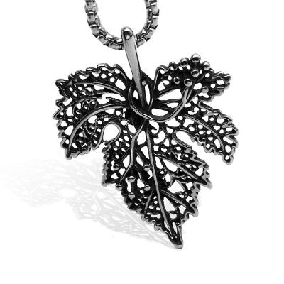 China Luxury Jewelry 316l Titanium Steel Charms Retro Hip Hop Accessories High Quality Hollowed Out Maple Leaf Necklace Pendant for sale