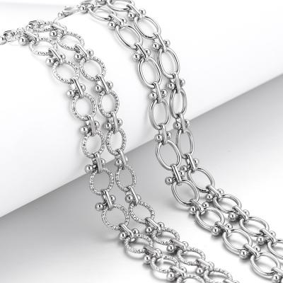 China Handmade 1m Stainless Steel Chunky Knot Hip Hop Punk Necklace Bracelet Chains Supplies Big Heavy Chain Fashionable Oval Jewelry DIY for sale