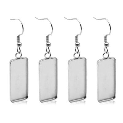 China 10x25mm Dia Blank Rectangle Cabochon Earring Trendy Diy Stainless Steel Earring Findings Low Dangle Earring Findings Jewelry Findings for sale