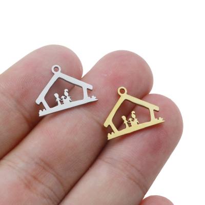 China Fashionable Stainless Steel Three People Family Pendant Charms For DIY Earring Bracelet Findings Crafts Jewelry Making for sale