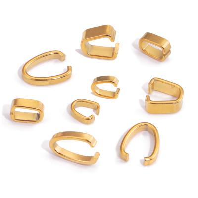 China Fashionable 50pcs Stainless Steel Square Clasps Bails Charming Seeds Buckle DIY Rope Buckle Bracelet Connectors Pendant Leather Jewelry Finding for sale