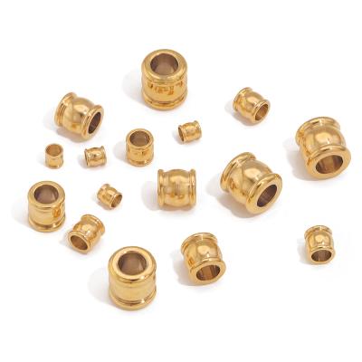 China Fashionable 20pcs Stainless Steel 18K Gold Plated Big Hole Spacer Inner Hole Bead DIY Jewelry Bead Craft Bracelet Necklace Findings for sale