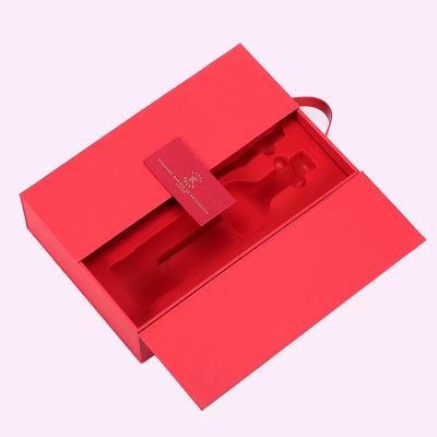 China Recyclable Wine Box 6 Wine Box Woth Handle Cardboard Paper Red Wine Packaging Box for sale