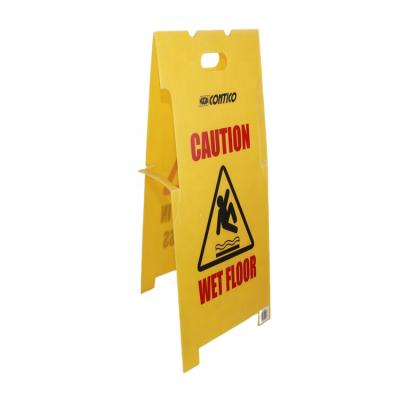 China Advertising Custom Yellow Double Sided Wet Floor Sign PP Caution Sign Wet Plastic Cavity Board for sale