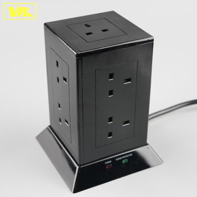 China week Residential / General Purpose 9 Outlet UK Type Tower Plug With Surge Protection In 1.5M Cable for sale