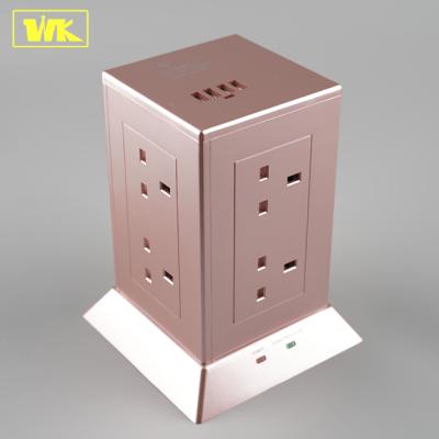 China Residential/Multi-Purpose WK Sound Rose Gold BS Tower Socket Extension with USB and 13A fused UK plug top for sale