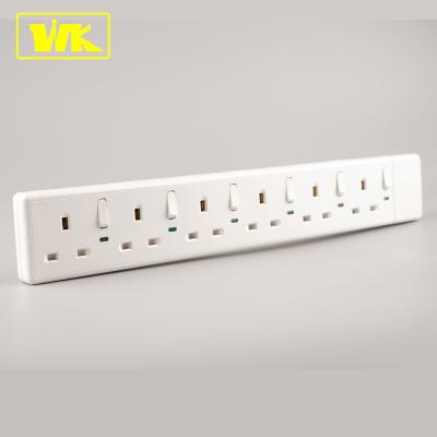 China Residential/General Purpose W/W Way Extension Socket 13A 6 with Individual Switch and Neon +2M Cable for sale