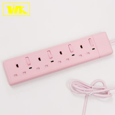 China Residential / General Purpose Wm Strip Power Strip 13A 4 with UK fused socket top, individual switch and neon for sale