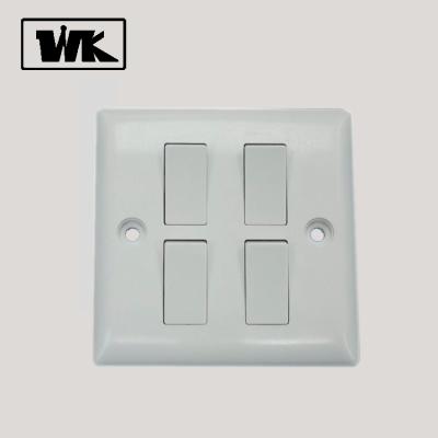 China 10AX 4 Gang 2 Way Residential / General Purpose Wall Switch Wiring 3*3 Plate for sale