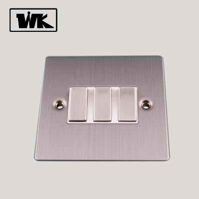 China Sem Electric Wall Switch Plate Residential / Multi-Purpose 10AX Stainless Steel 3 Gang 2 Way Convex Body for sale