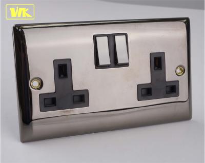 China week 13A 2 Strip Outlet Dual Outlet Electrical Wall Switch Gunmetal Residential / General Purpose UK Type Socket For 13A Socket Outlet for sale