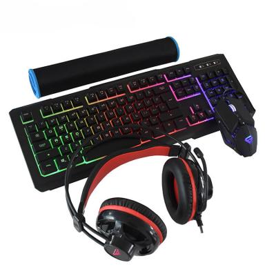 China ABS Gamers Combo Set Wired Gaming Keyboard Mouse Headset Mouse Pad Combos for sale