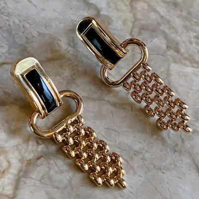 China Best Selling CLASSIC Black Agate Chains Earrings OEM/ODM Custom Supplier 18K Solid Gold for sale