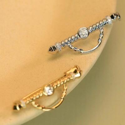 China Best Selling Classic 18K Gold Set With Natural Round Brilliant Cut Real Diamond Fashion Brooch for sale