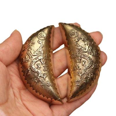 China Fengshui Pure copper double dragon sheep horn shape crescent shape for divination tool for sale