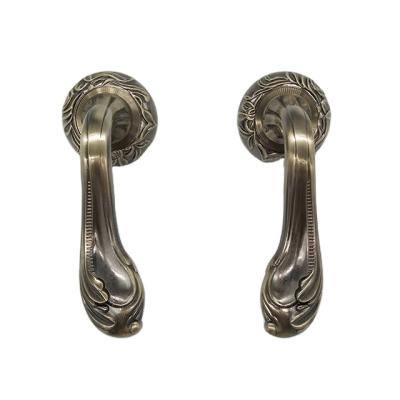 China EU factory direct sale aluminum door handle on zinc rosset with antique brass (ab) for bedroom&bathroom interior door for sale