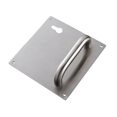 China Modern Square 304 Stainless Steel Plate Door Handle Lock Cavity Pipe U Shape Door Handle Bathroom Shower Room Entry Door Lock for sale