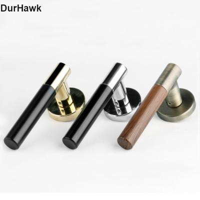 China Modern Contemporary Wood Grain Door Handle For Room Interior Door Lever Hand Antique Brass Door Handle for sale