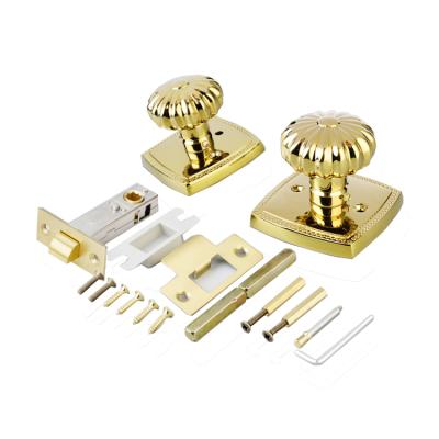 China Bathroom Door Lock Latch Deadbolt Door Knob European Brass Single Gold Concealed Handle Lock for sale