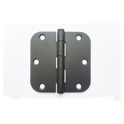 China Easy Installation 3.5 Inch American Style Matte Black Furniture Hinge Round Angle Iron Hardware Hinge For Wood Door for sale