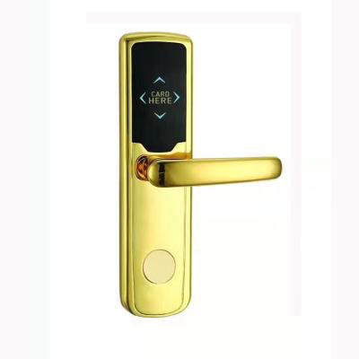 China Zinc Alloy Rfid System Electronic Hotel RFID Card Lock Gold Electronic Door Lock With Card for sale