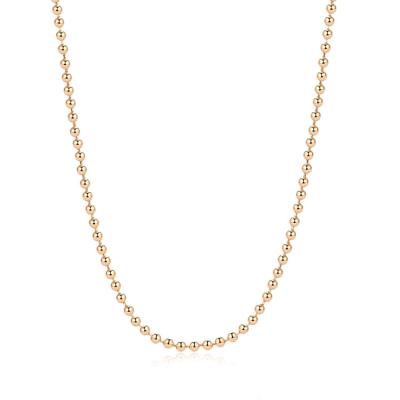 China 14ct Solid Gold Jewelry 14ct Real Environmental Friendly Yellow Gold 1.8mm Pearls Chain Necklace For Woman for sale