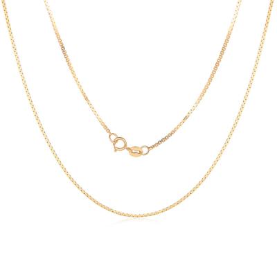 China Real Environmental Friendly 18K Solid Gold Jewelry 0.8mm Yellow Gold Box Link Chain Necklace For Woman for sale