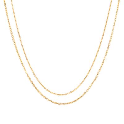 China Environmental Friendly Jewelry 14ct Solid Gold 14K Real Gold 1.0mm Cross Diamond Cut Chain Necklace For Woman for sale