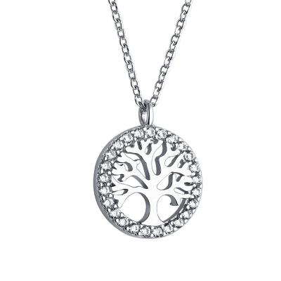 China Wholesale Lead Free 925 Sterling Silver Zircon Tree Of Life Jewelry Pendant Necklaces For Woman for sale