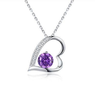 China Environmental Friendly 925 Sterling Silver Jewelry CZ Stone Heart Shape Pendant Necklaces For Woman for sale