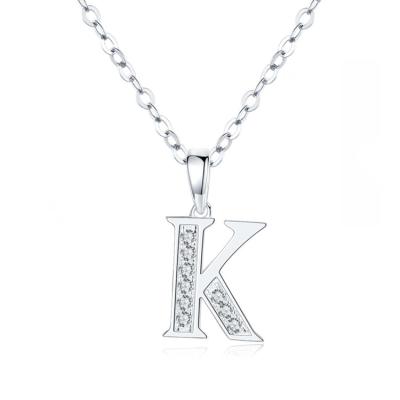 China Environmental Friendly 925 Sterling silver letter jewelry CZ stones silver 925 letter K pendant for woman for sale