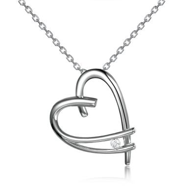 China Environmental Friendly 925 Sterling Silver Heart Shape CZ Stones Pendant For Women for sale