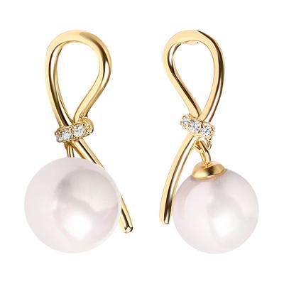 China 925 Sterling Silver Environmental Friendly Jewelry 14k Gold Plated Drop To Dangle Custom Fashion Pearl Earrings For Woman for sale