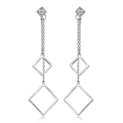 China Cute 925 Sterling Silver Jewelry Drop Earrings Zircon Stones Dangle Earrings for sale