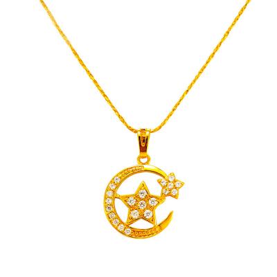 China Fast Delivery Fashion Brass Jewelry Zirconia Copper Moon Star Necklaces For Woman for sale