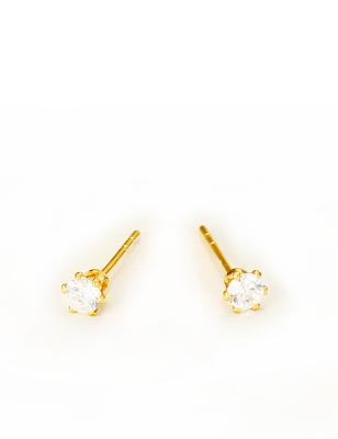 China Fashion 14K Gold Plating Jewelry Environmental Friendly CZ Framing Stones Brass Stud Earrings For Women for sale