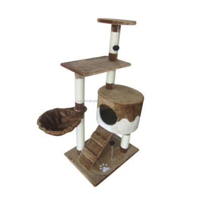 China Stocked Cat House Cat Tree with Large Platform and Plush Basket Cat Activity Furniture for sale